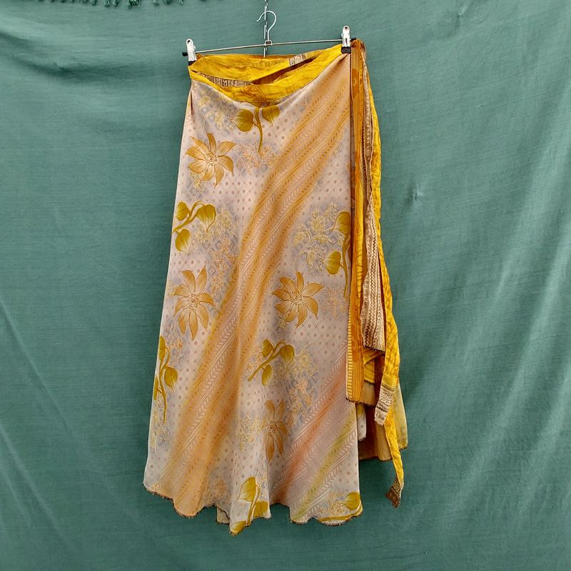 
Upsycled Recycled Sari Material Reversable Magic Wrap Skirt