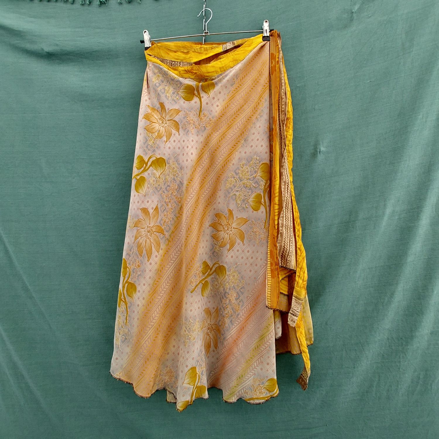 
Upsycled Recycled Sari Material Reversable Magic Wrap Skirt