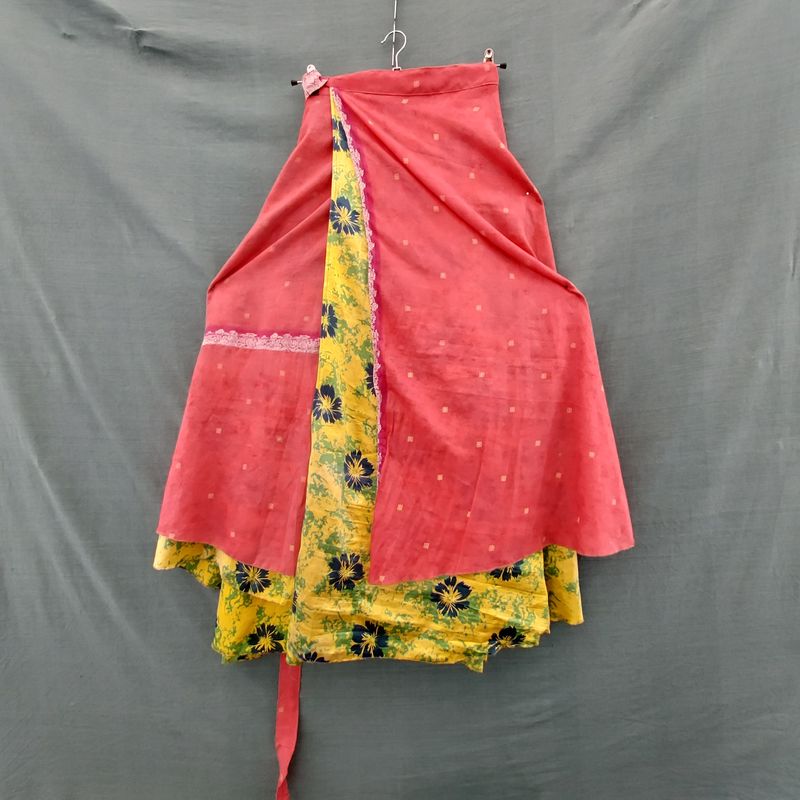 
Upsycled Recycled Sari Material Reversable Magic Wrap Skirt