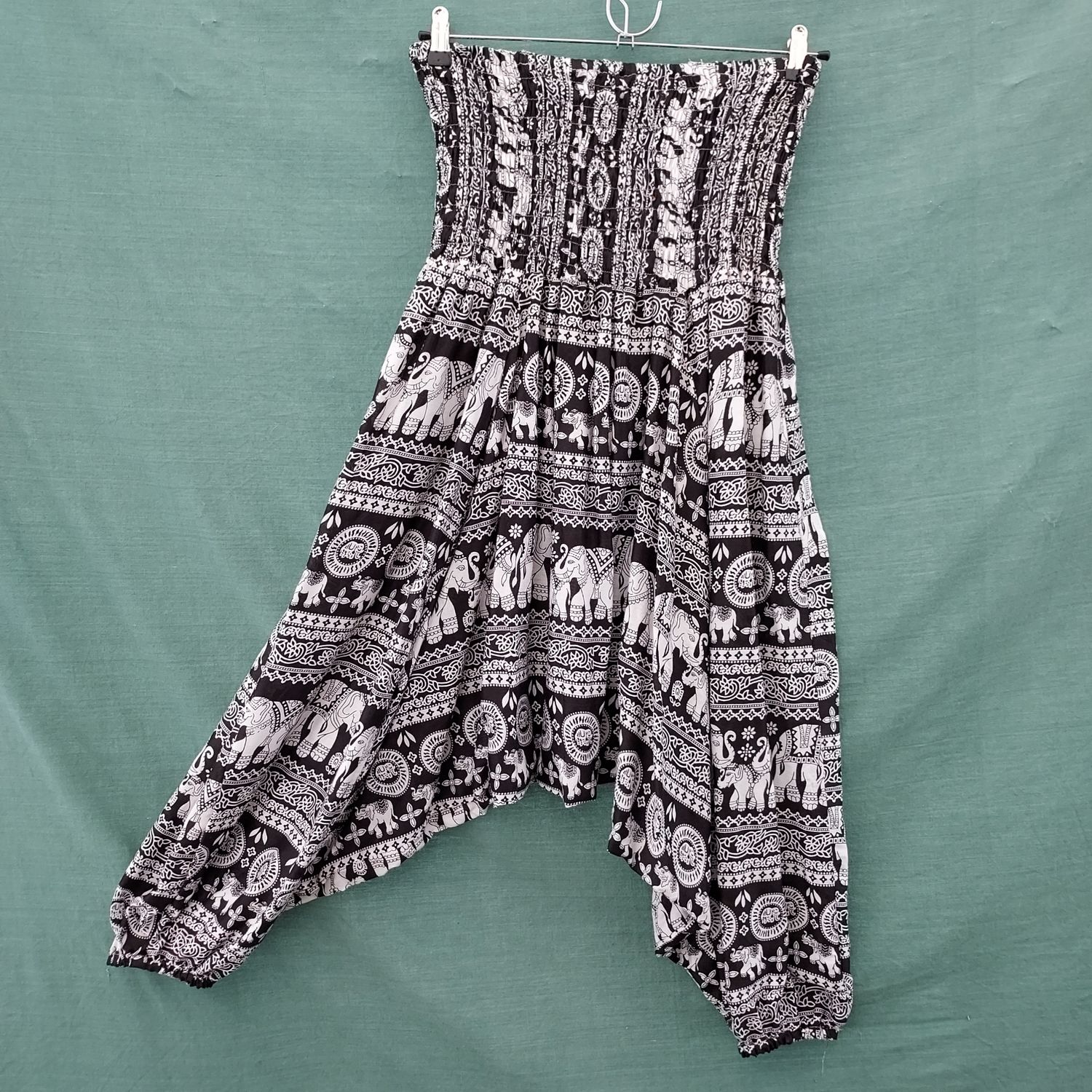 SG - Elephant Print Harem Ali Baba Trousers - BLACK - 60"