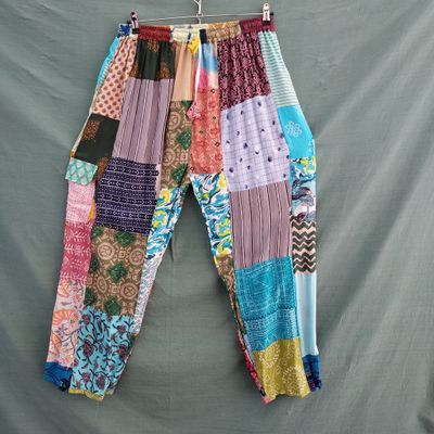 SG - Lightweight Patchwork Trousers - Pale Blue Mix SG - Lightweight Patchwork Trousers - Pale Blue Mix