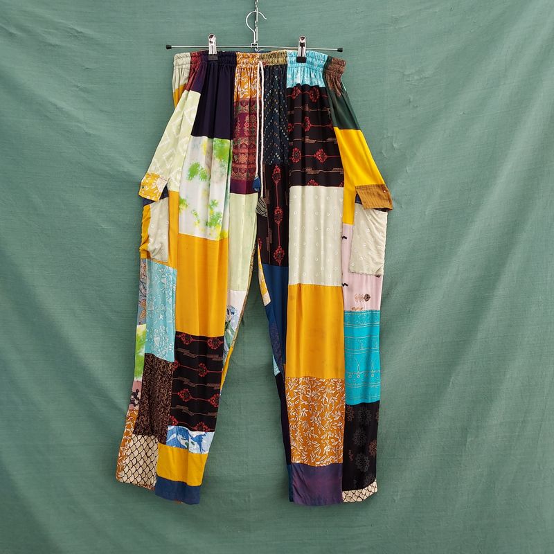 SG - Lightweight Patchwork Trousers - Mustard Blue Mix