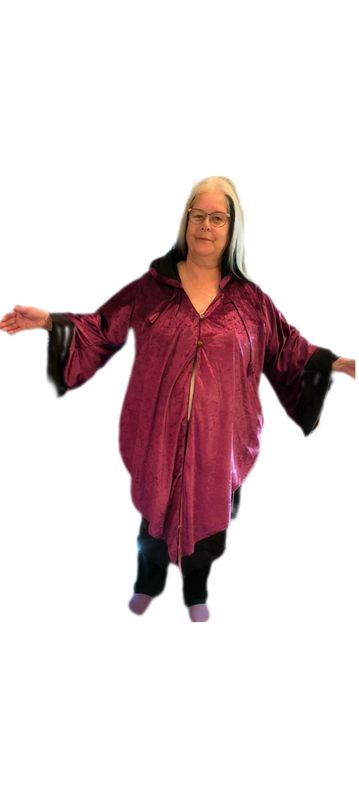 SG - VELVET HOODED KIMONO ROBE 60" Bust - Pink/Purple