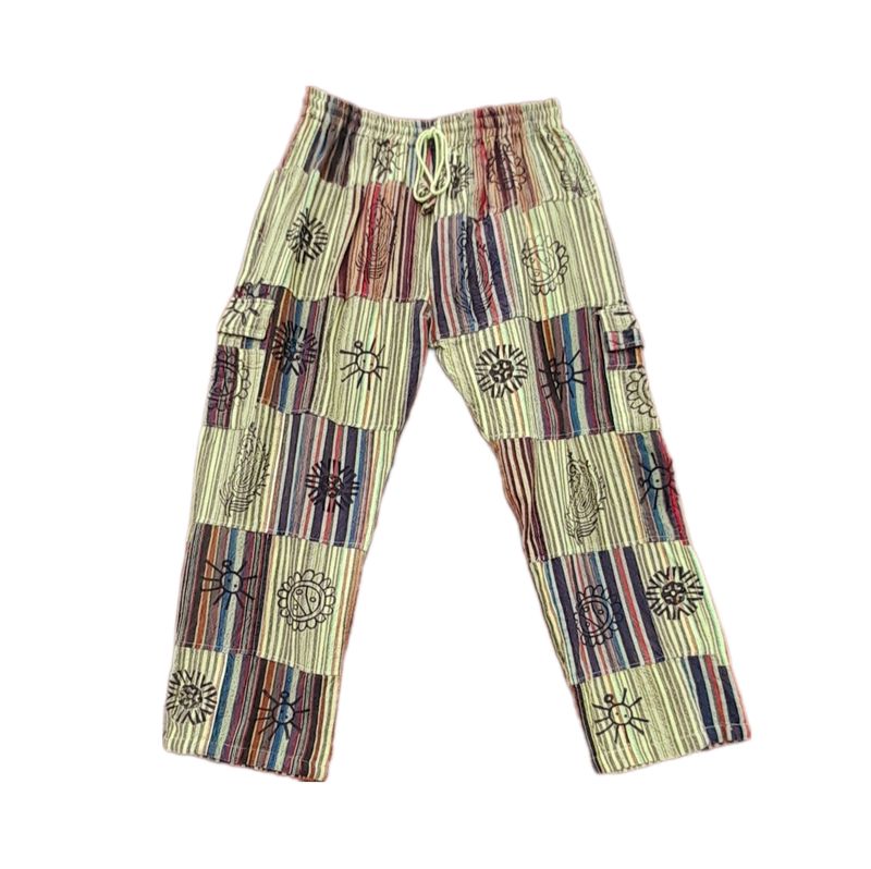 Block Printed, Patchwork, Cargos - GREEN 