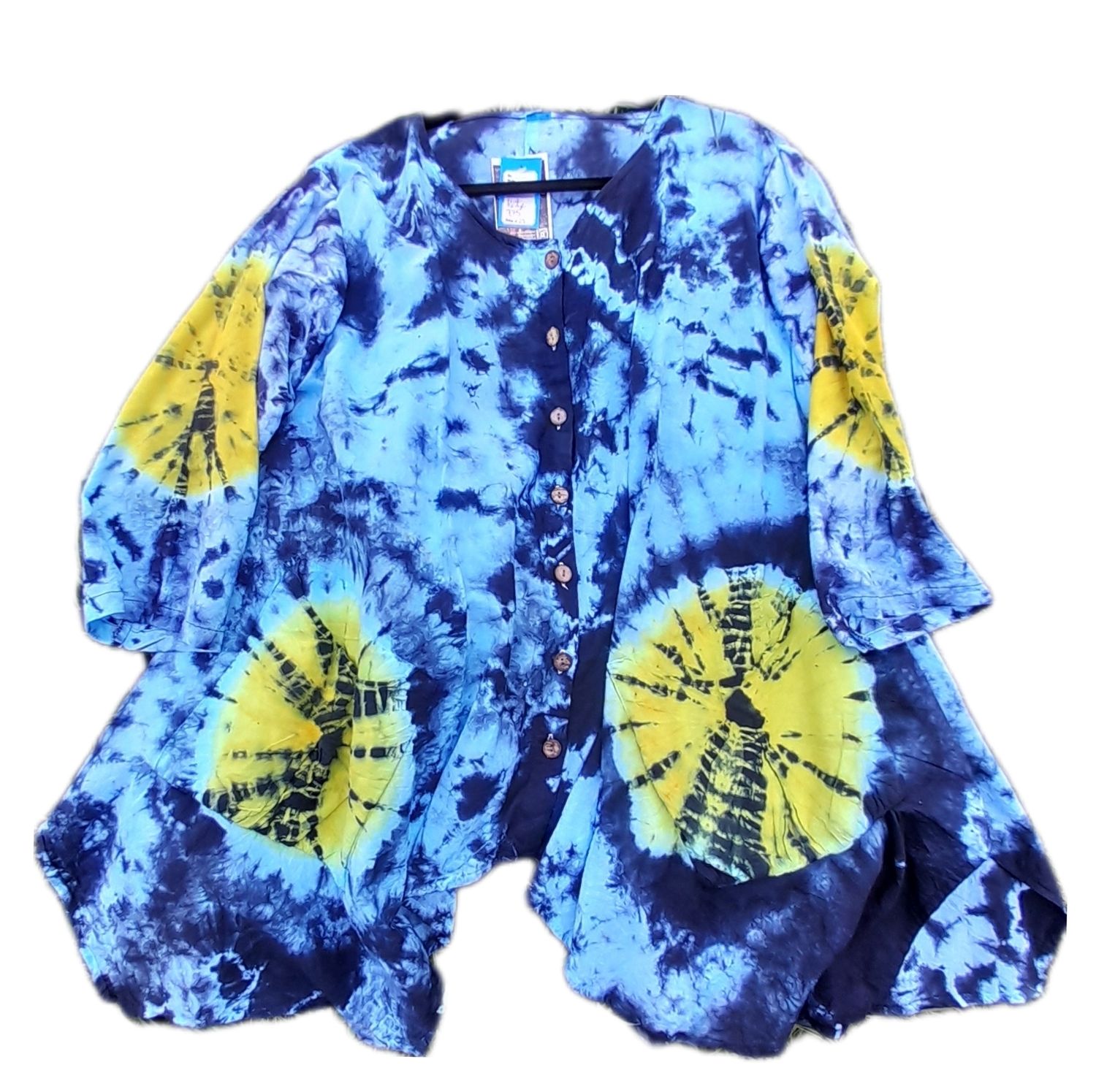 SG - Blue /Yellow Tie Dye Top with Pockets