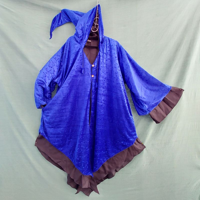 SG - VELVET HOODED KIMONO ROBE  60" Bust - Blue