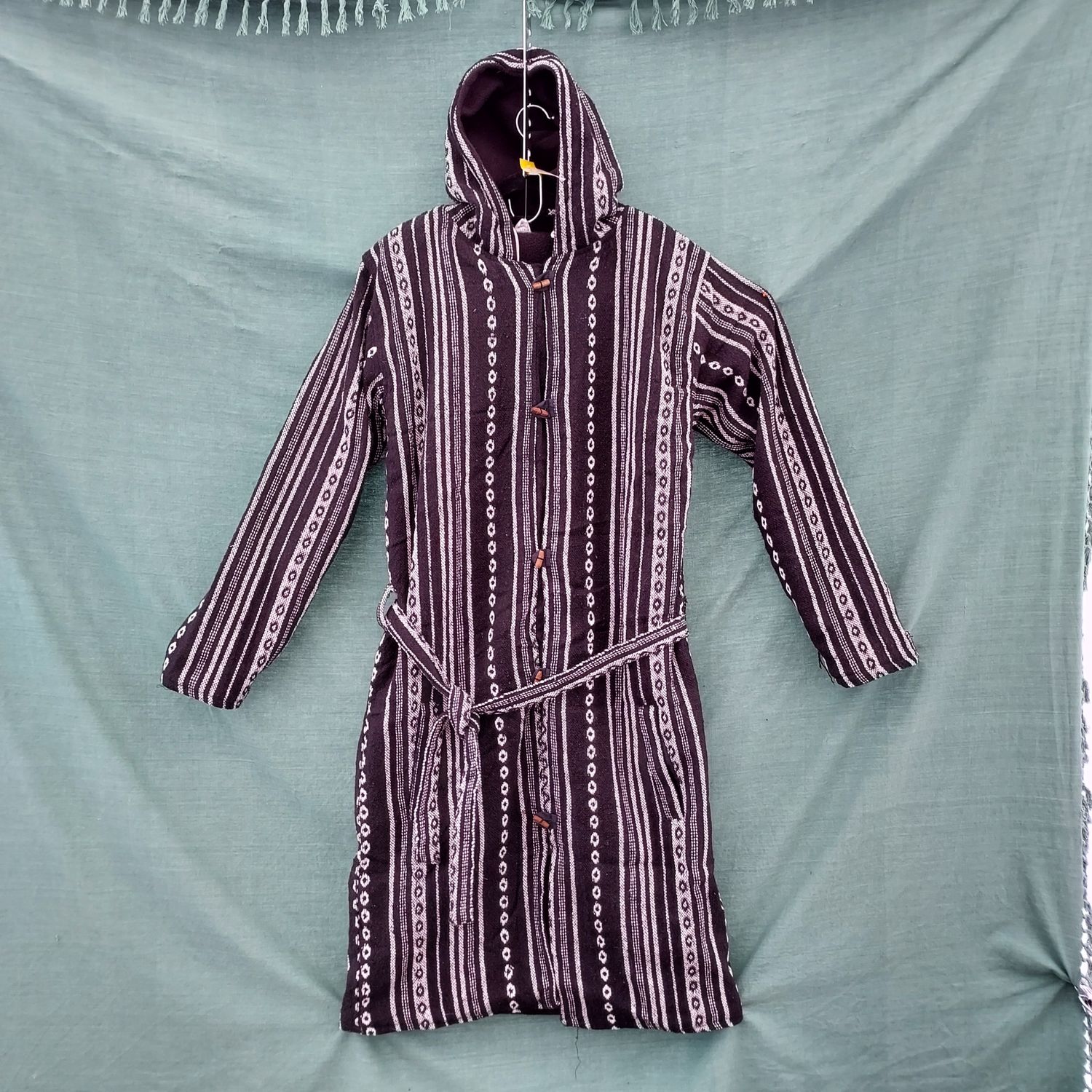 Extra Long, Fleece lined woven cotton coat jacket.