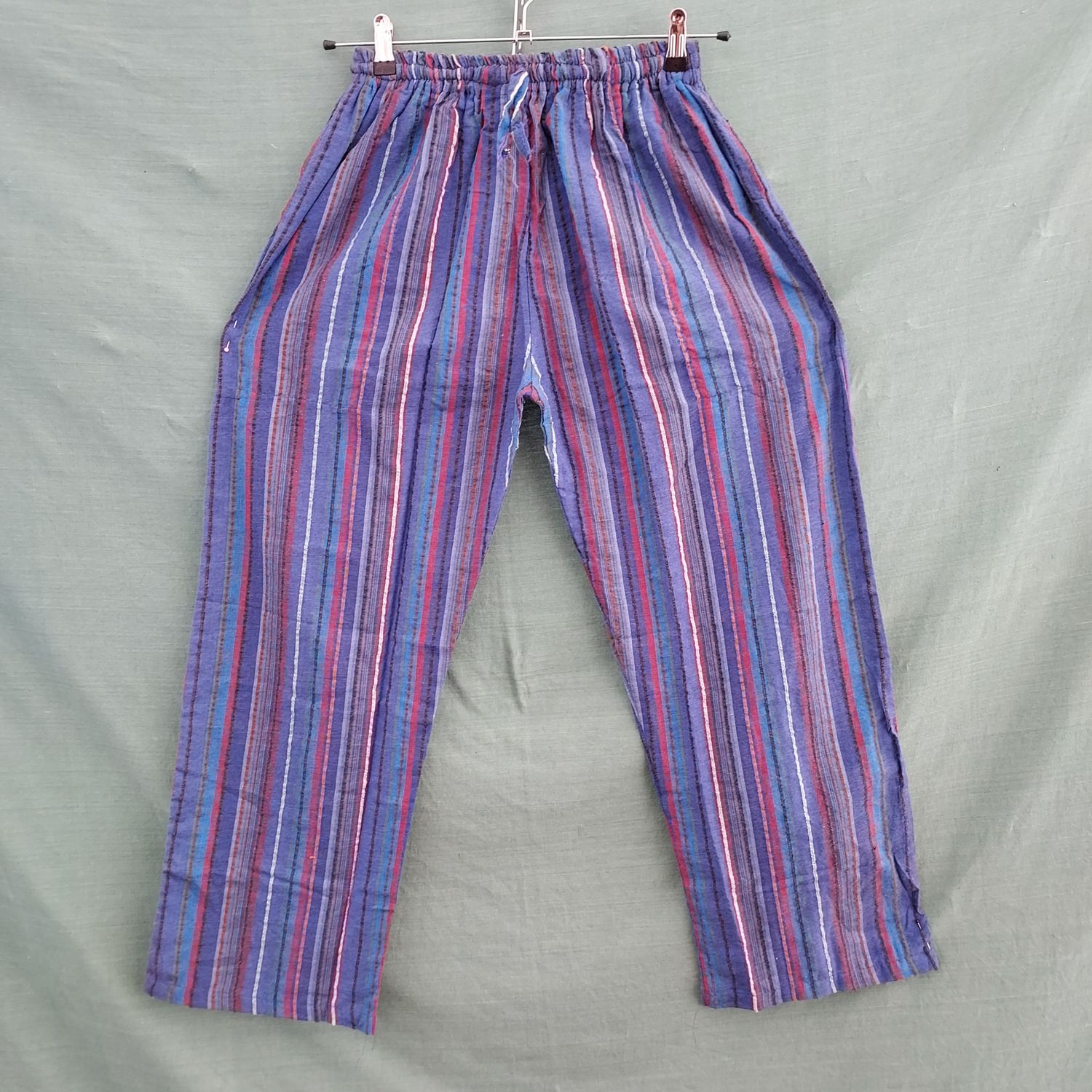 Unisex Lightweight Striped Trousers  48" Hip - Blue