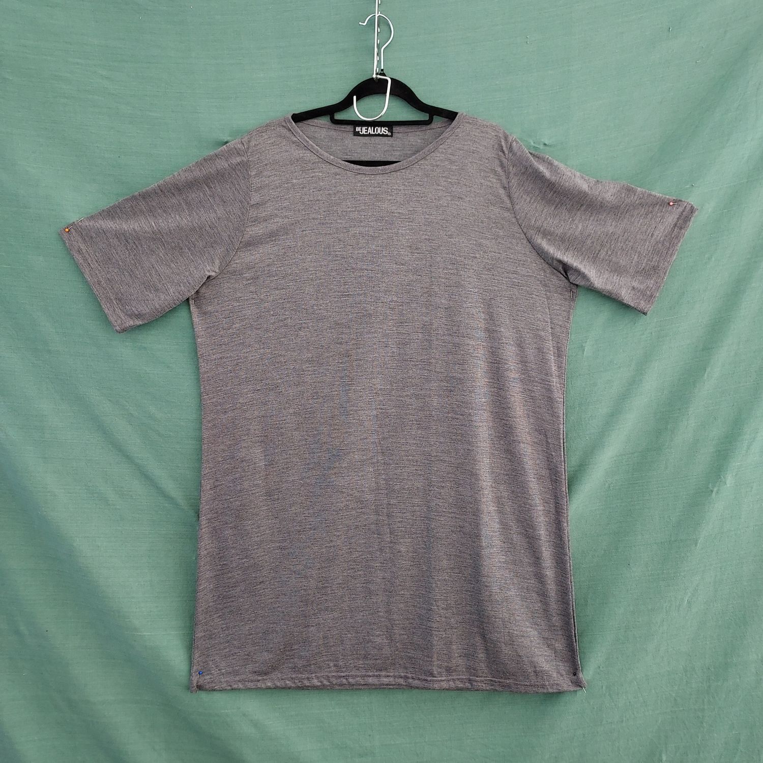 Long Grey Short Sleeved Tee Shirt - 46" Bust