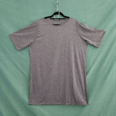 Long Grey Short Sleeved Tee Shirt - 46 Long Grey Short Sleeved Tee Shirt - 46" Bust