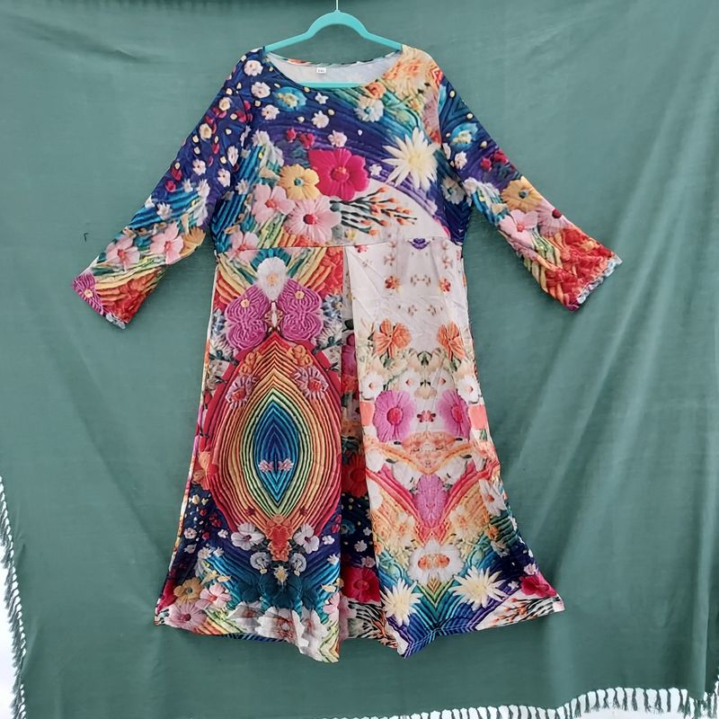 SG - Bright Abstract Multicoloured lFlower Dress 48" Bust