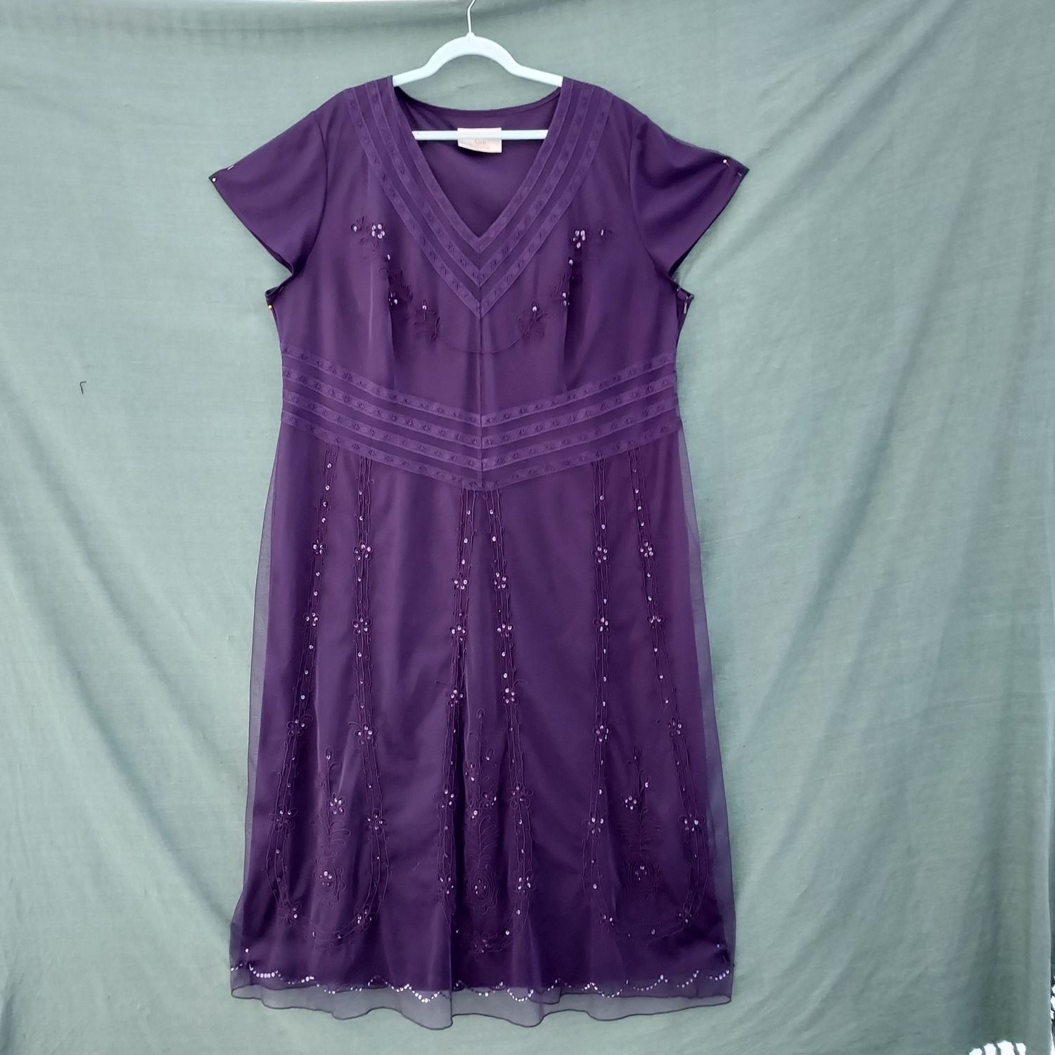 SG  - Dark Purple short sleeved Sequined Dress - 48" Bust