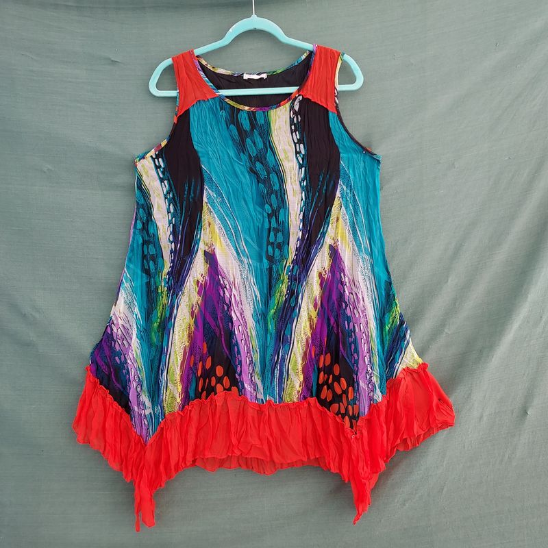 Swirly Abstract Print Pixie Vest Top - 40" Bust