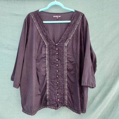 SG - Black V Neck Button Front Blouse -  54" Bust