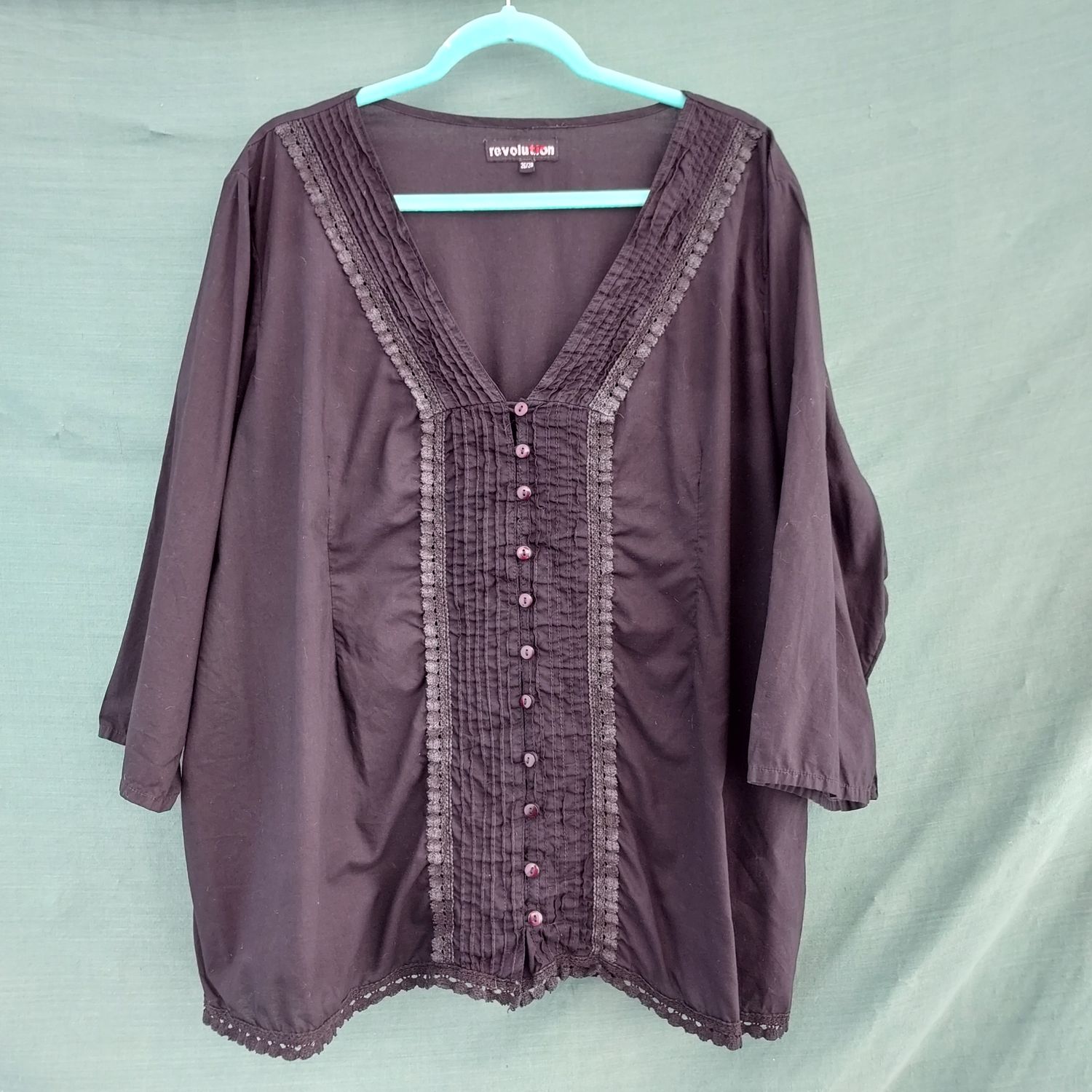 SG - Black V Neck Button Front Blouse -  54" Bust