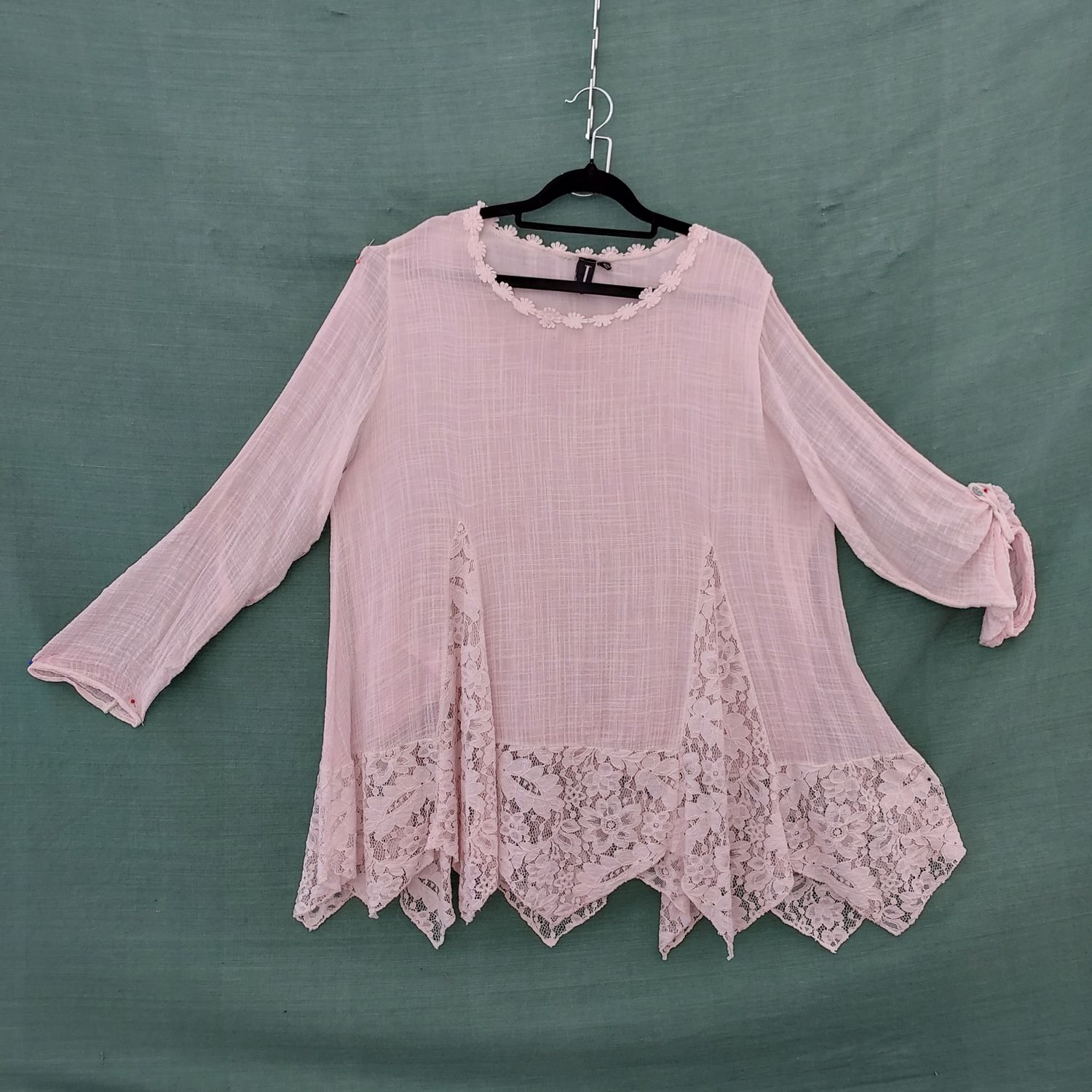 SG - Black V Neck Button Front Blouse -  54" Bust