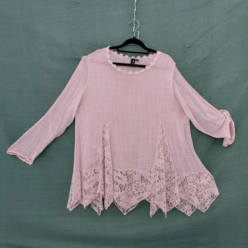 SG - Black V Neck Button Front Blouse -  54" Bust