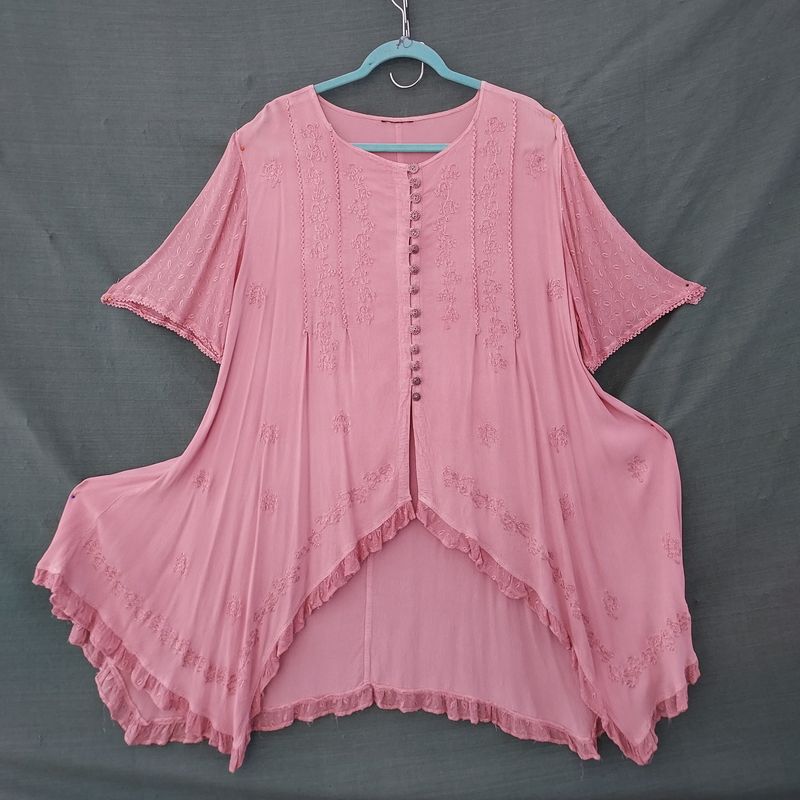 Pale Dusty Pink Curved Hem Blouse -  34" Bust