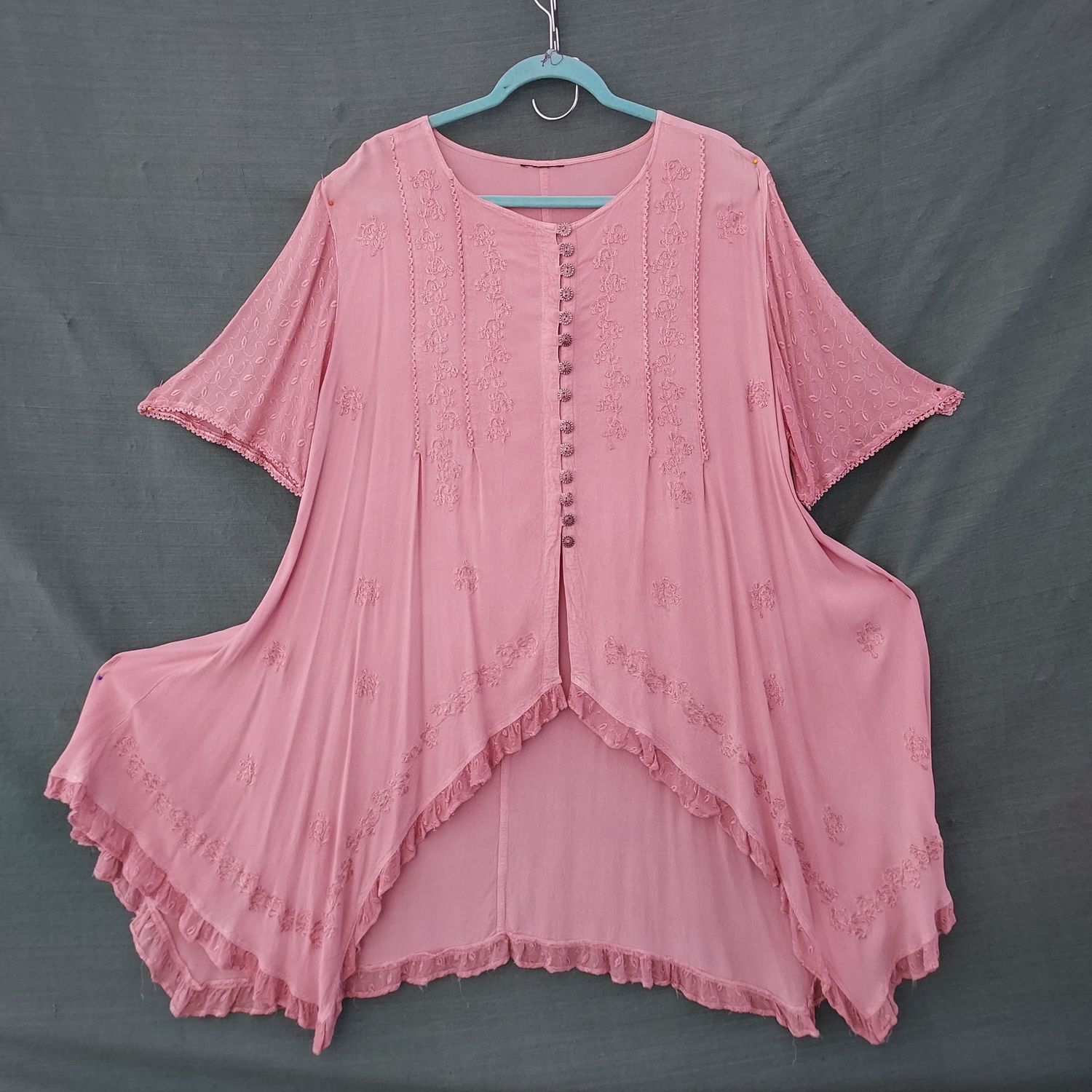 Pale Dusty Pink Curved Hem Blouse -  34" Bust