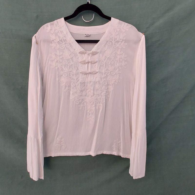 Clean Crisp & White Kaftan Blouse - 42" Bust