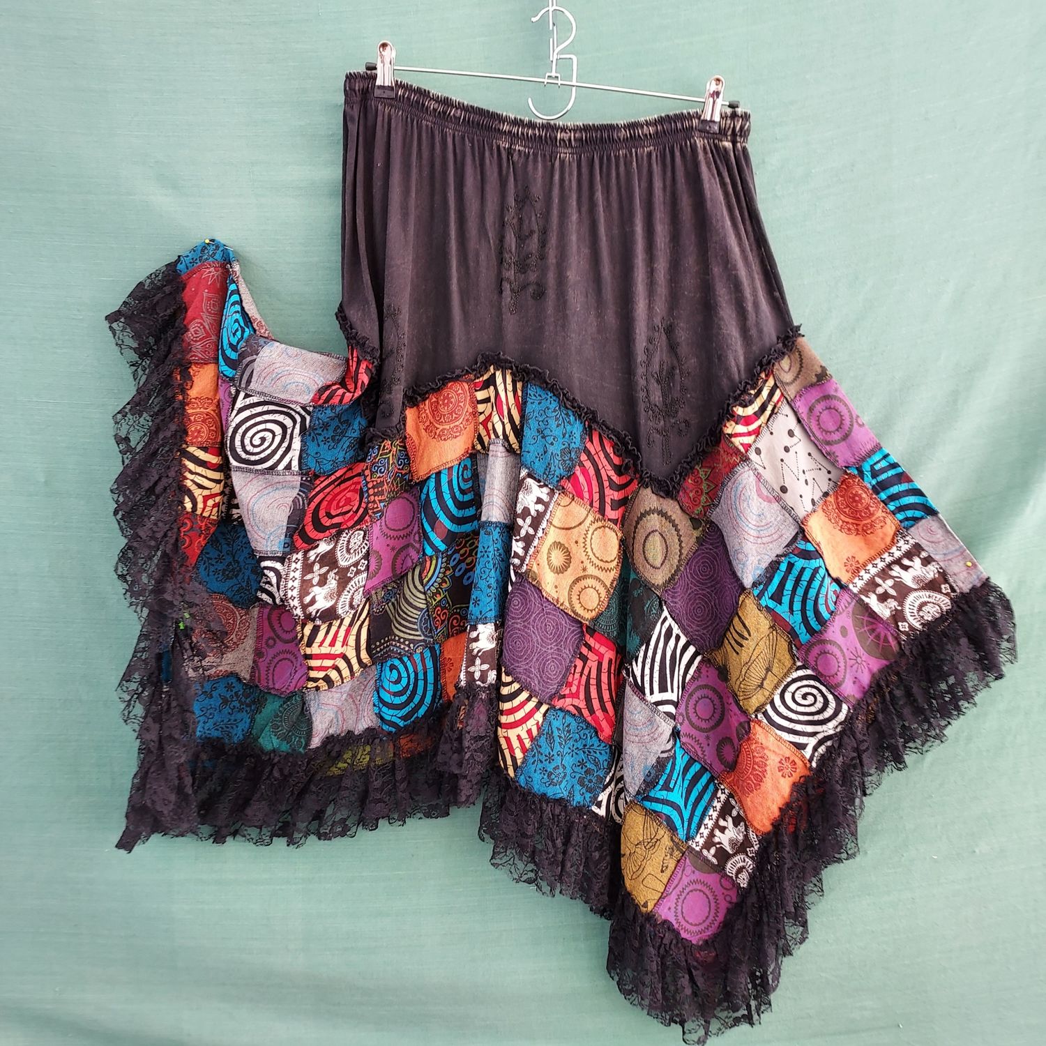 SG - Black Multi Patchwork Pixie Hem Skirt