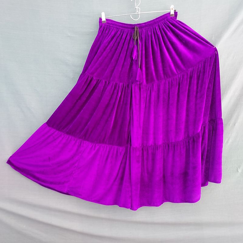 SG - Bright Purple Velvet Gypsy Skirt