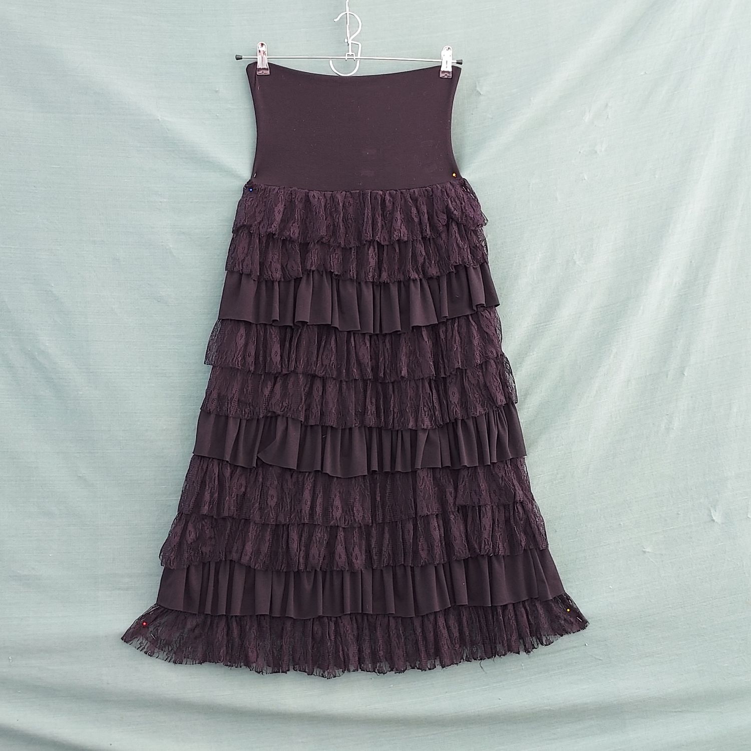 Vintage 1980's Gothic, Steam Punk Black Straight Skirt 28"-36" Hip