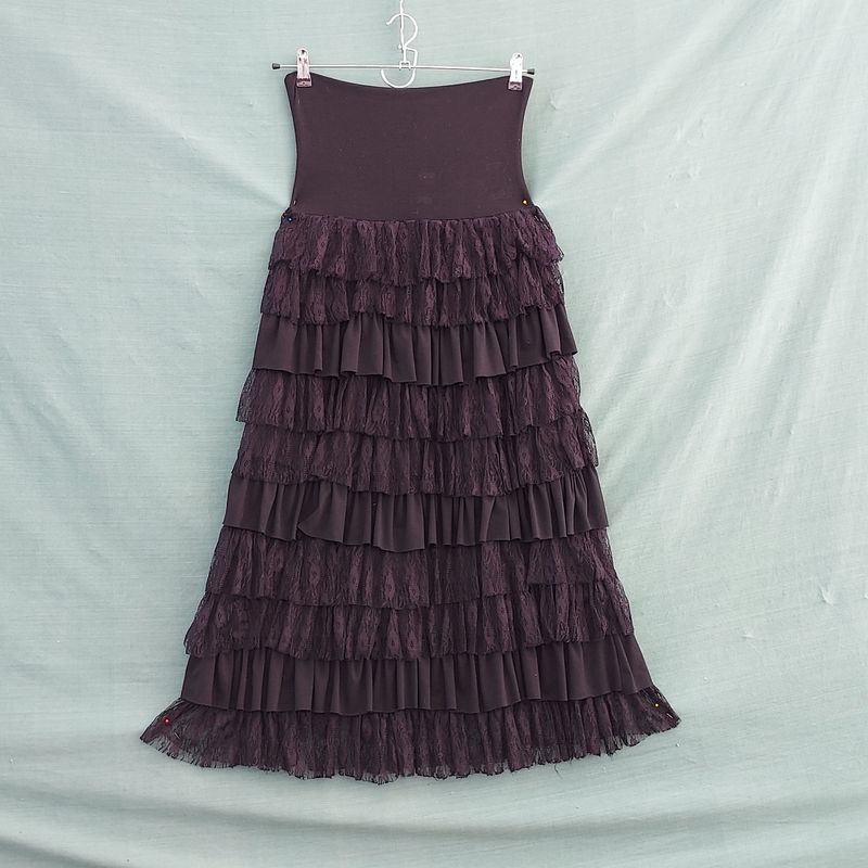 Vintage 1980's Gothic, Steam Punk Black Straight Skirt 28"-36" Hip
