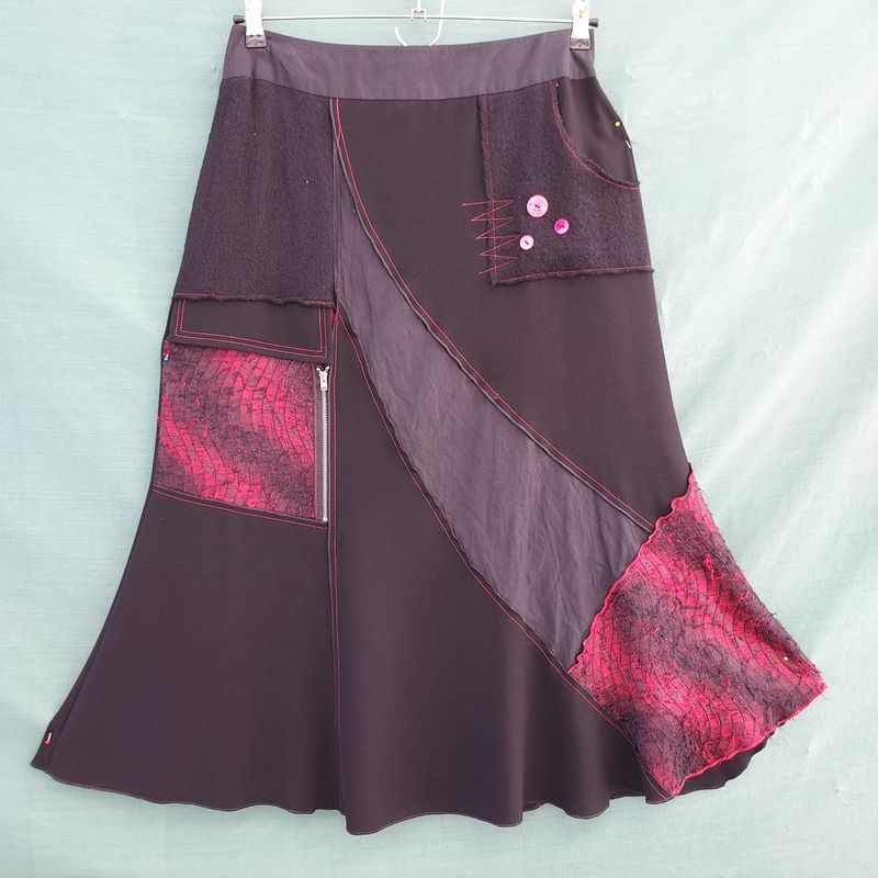 Vintage 1980's Unusual 'A Line' Asymmetric Black Skirt