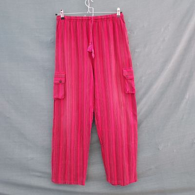 Unisex Lightweight Striped Trousers - Red 28"-36" Waist