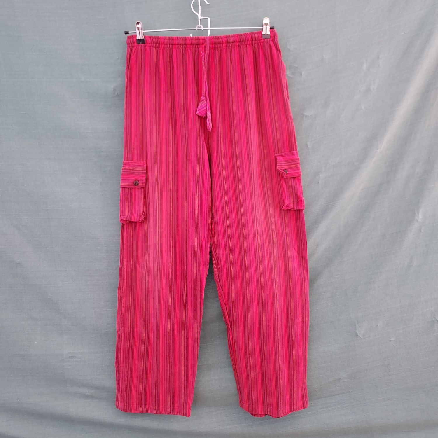 Unisex Lightweight Striped Trousers - Red 28"-36" Waist
