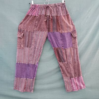 Unisex Lightweight Striped Trousers - Red 28"-36" Waist