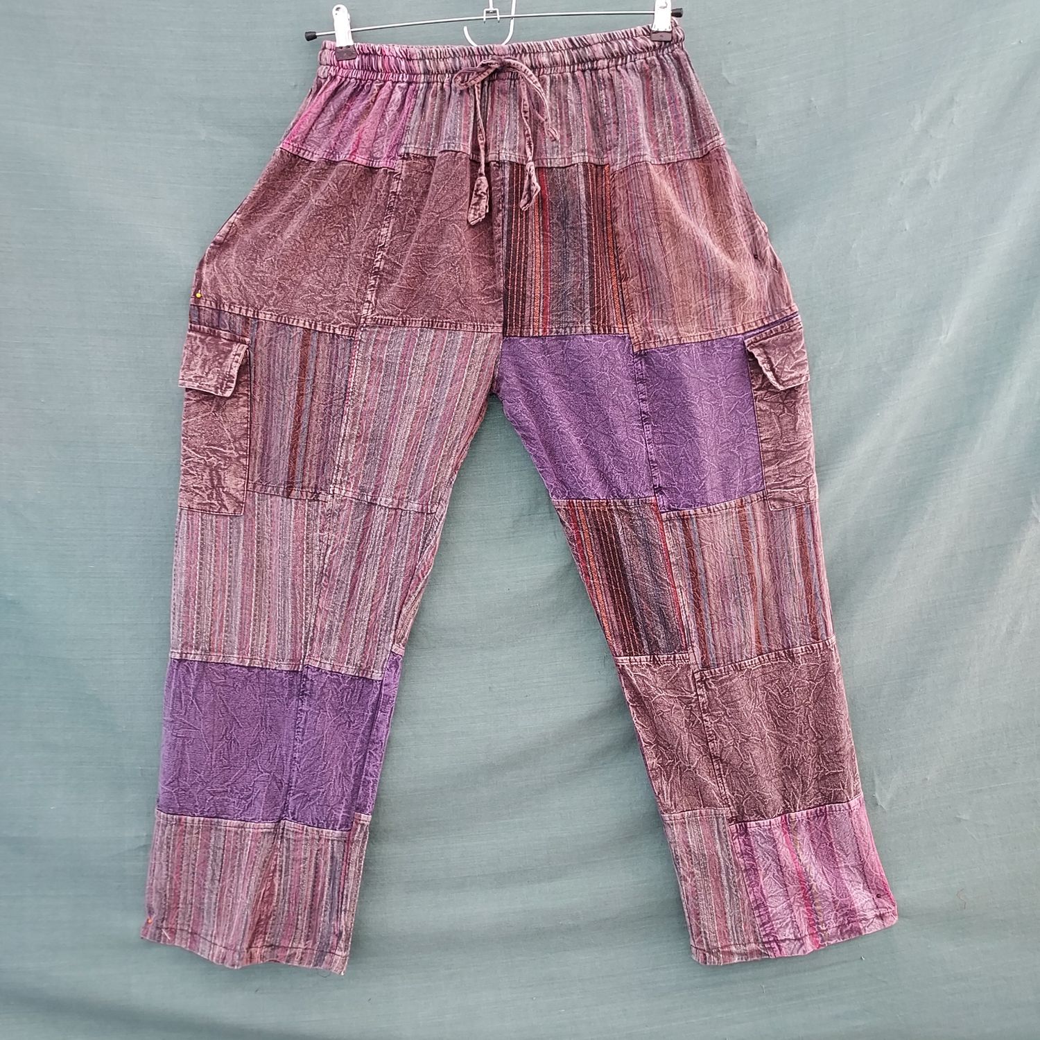 Unisex Lightweight Striped Trousers - Red 28"-36" Waist
