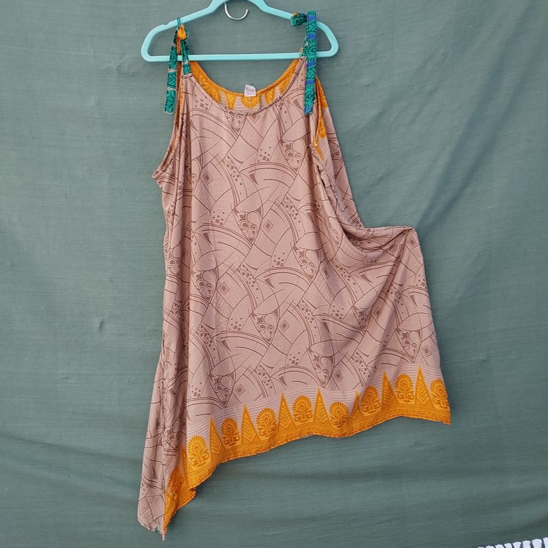 Recycled Sari Spaghetti Strap Dress/Top- Fits all Goddesses 56" Bust