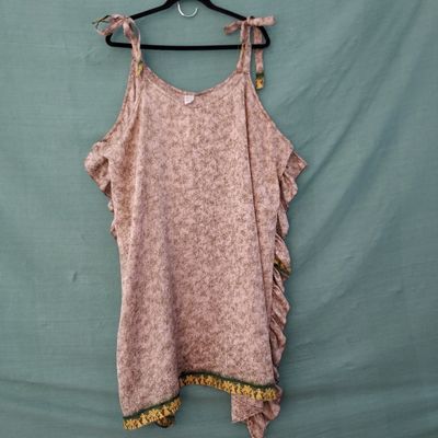 Recycled Sari Spaghetti Strap Dress/Top- Fits all Goddesses 56" Bust