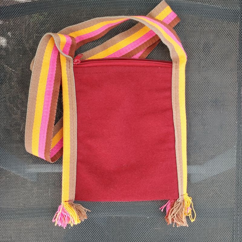Maroon Fabric Cross Body Bag