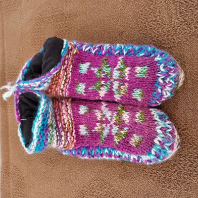 Knitted & Fleece Lined Slipper Socks 9"