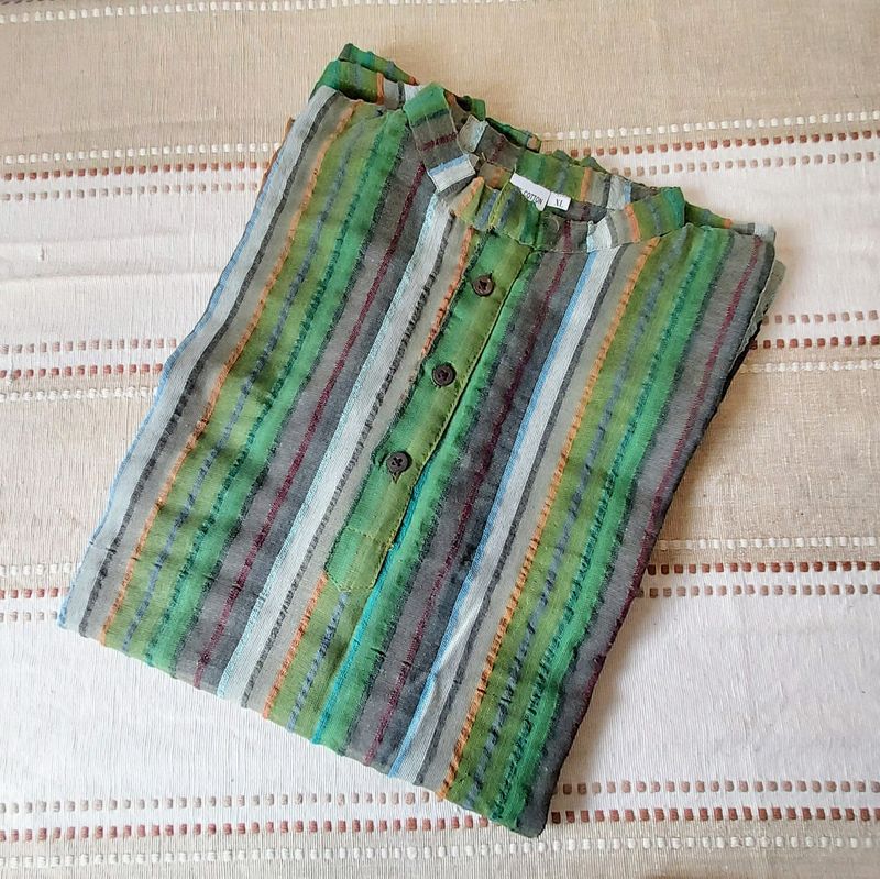 Lightweight, Long Sleeve, Grandad Shirts - Green - M/L/XL