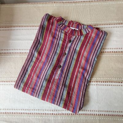 Lightweight, Long Sleeve, Grandad Shirts - Red - M/L/XL