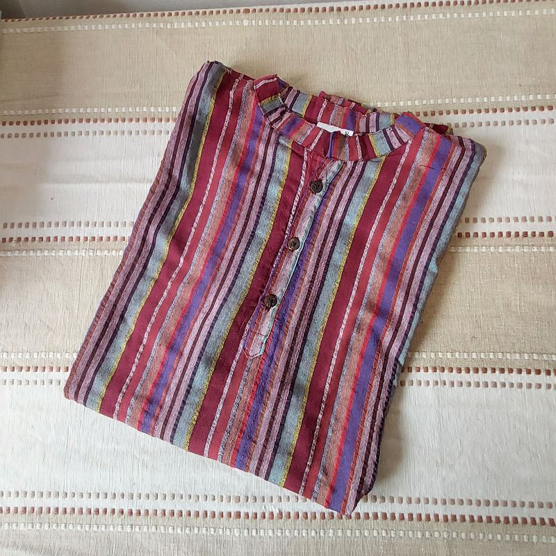 Lightweight, Long Sleeve, Grandad Shirts - Red - M/L/XL