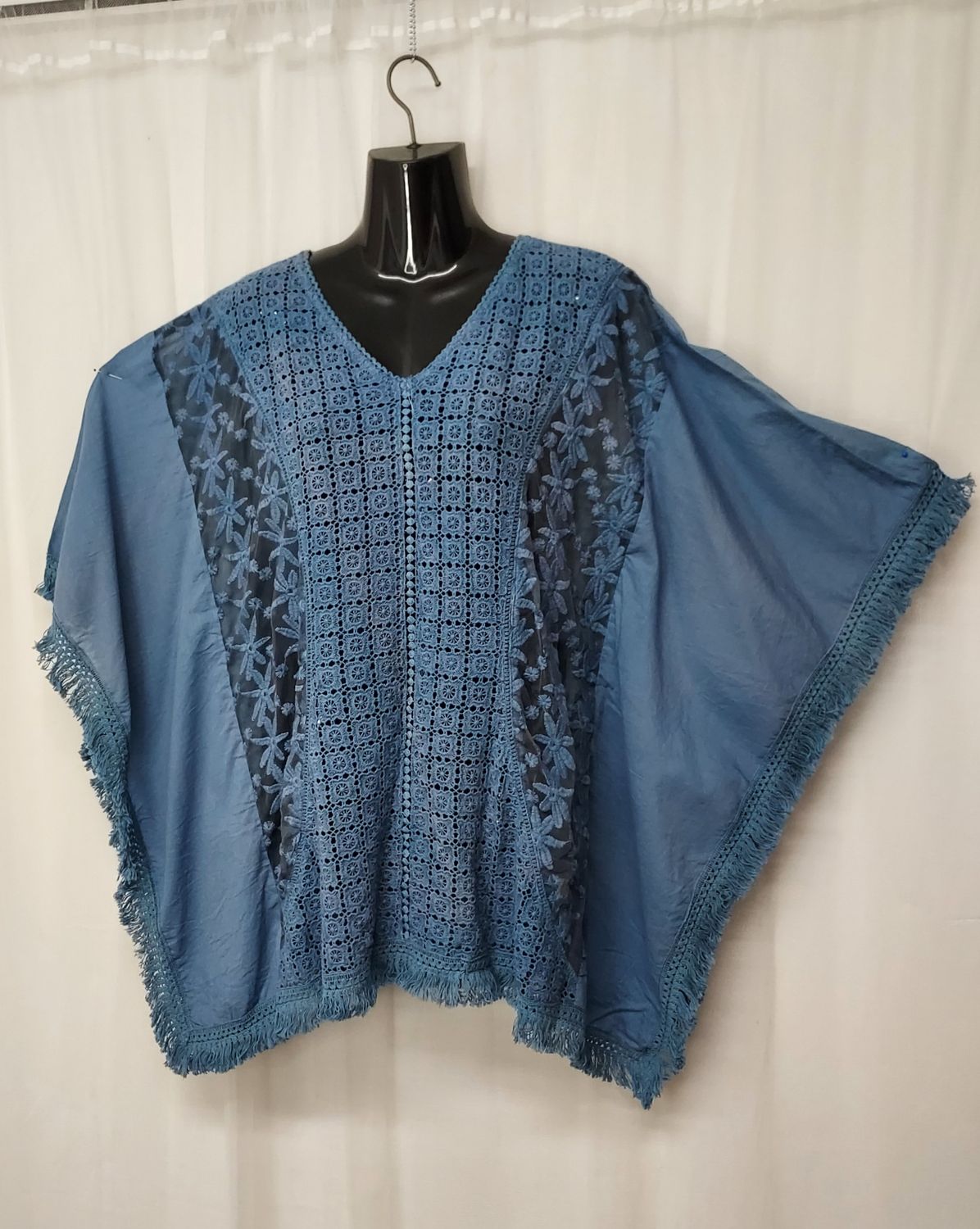 Beautiful Blue Lightweight Poncho Top - S, M, L, XL