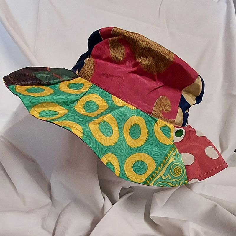 Multi Coloured Recycled Sari Sun Hat