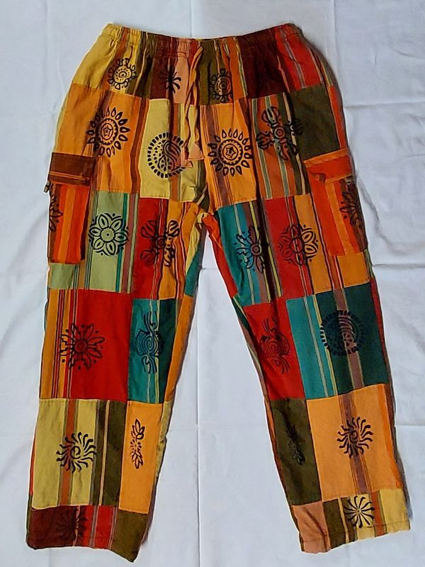 Premium Quality, Fully Fleece Lined Patchwork Trousers - ORANGE 56"Hip