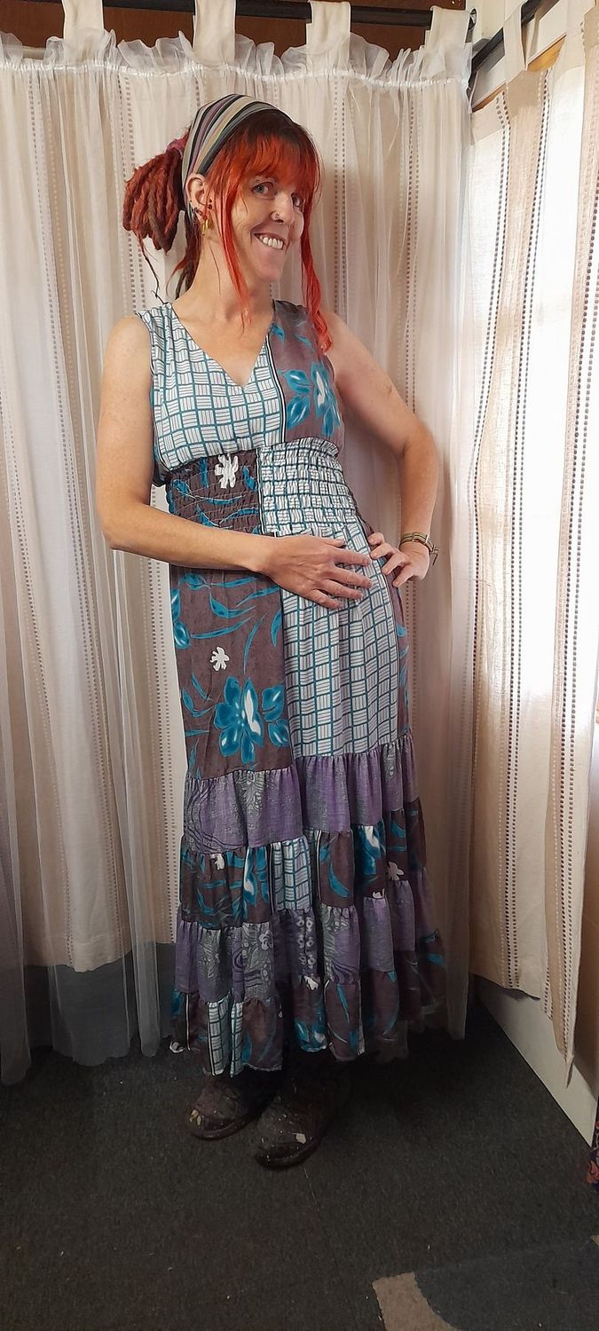 Recycled Sari Summer Dress SMALL- size 6-10