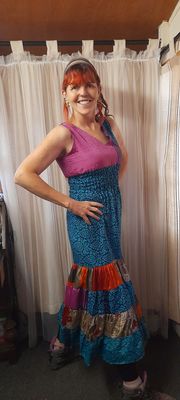 Recycled Sari Summer Dress SMALL- size 6-10