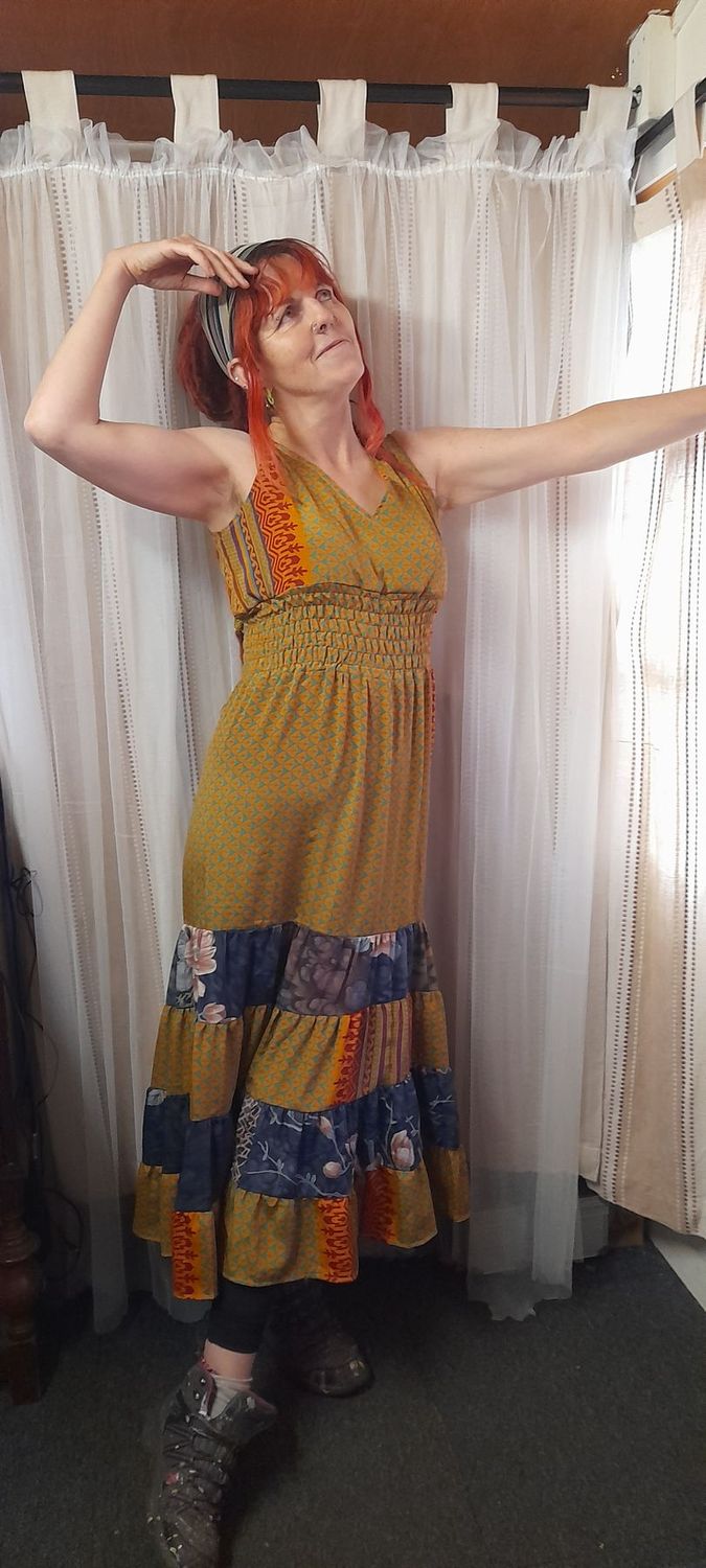 Recycled Sari Summer Dress SMALL- size 6-10