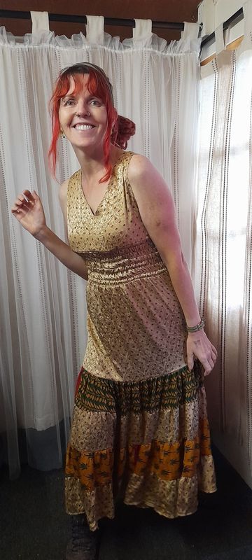 Recycled Sari Summer Dress SMALL- size 6-10
