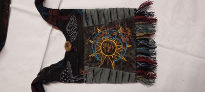 BLACK Cross Body Sun, Moon & Mushroom Passport Bag