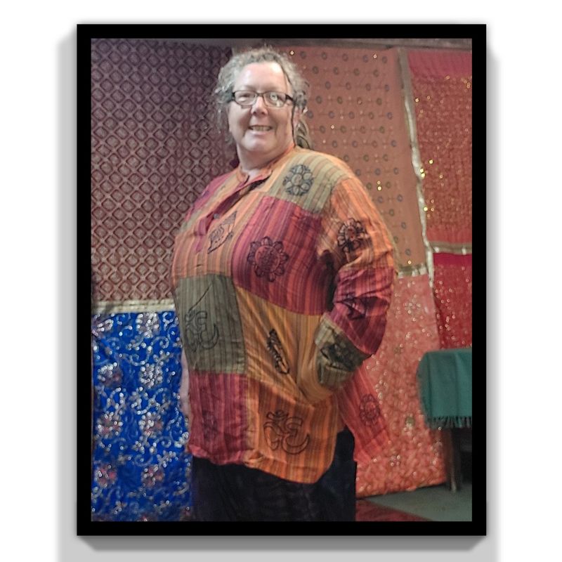 4XL Long Sleeved Patchwork Grandad Shirt-Orange 4XL Long Sleeved Patchwork Grandad Shirt-Orange