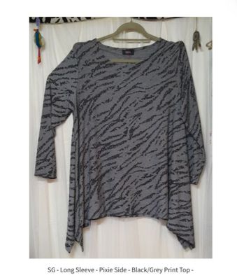SG - Long Sleeve - Pixie Side - Black/Grey Print Top - SG - Long Sleeve - Pixie Side - Black/Grey Print Top -